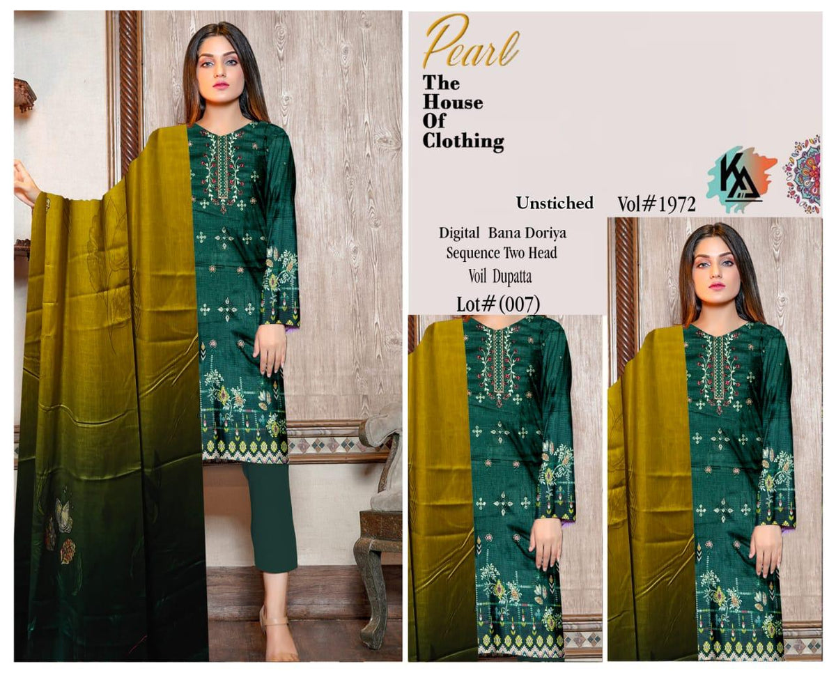 Pearl By Khurram Arts Vol-1972 Lawn Embroidered Suit 01 Zink
