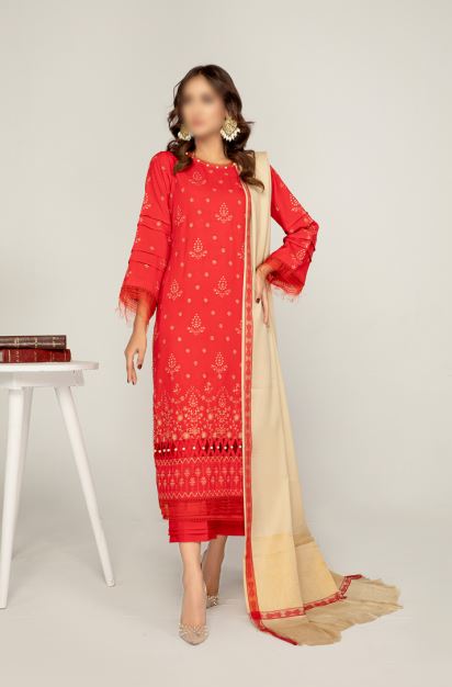 Kashish By Fantak Vol-02 Wool Embroidered Suit D-01 Red