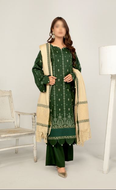 Kashish By Fantak Vol-02 Wool Embroidered Suit D-06 Green