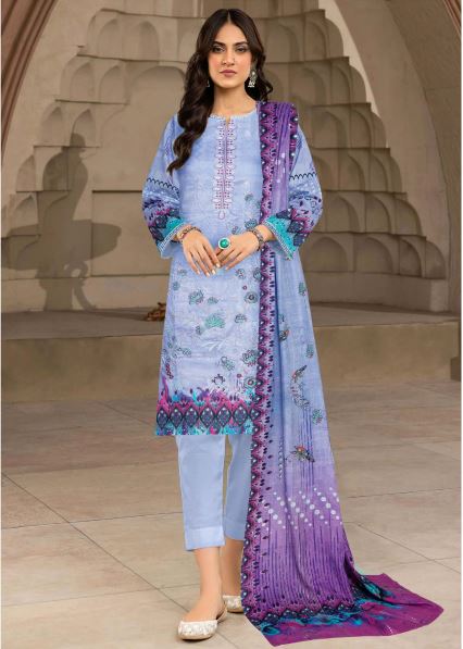 Kaavish By Aadarsh Lawn Embroidered Suit AD-1611 L-Blue