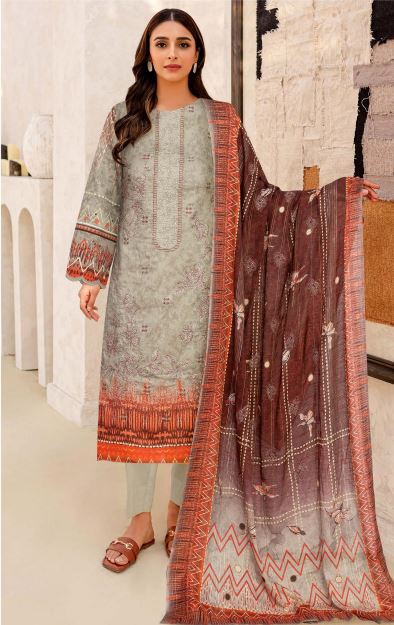 Kaavish By Aadarsh Lawn Embroidered Suit AD-1612 L-Gray