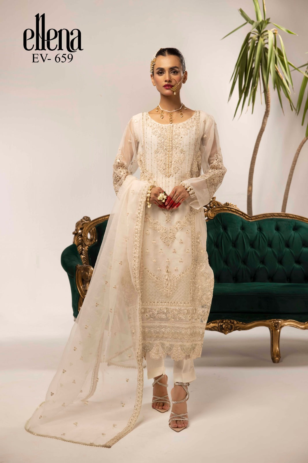 Elena 3-PC Stitched Embroidered Suit EV-659
