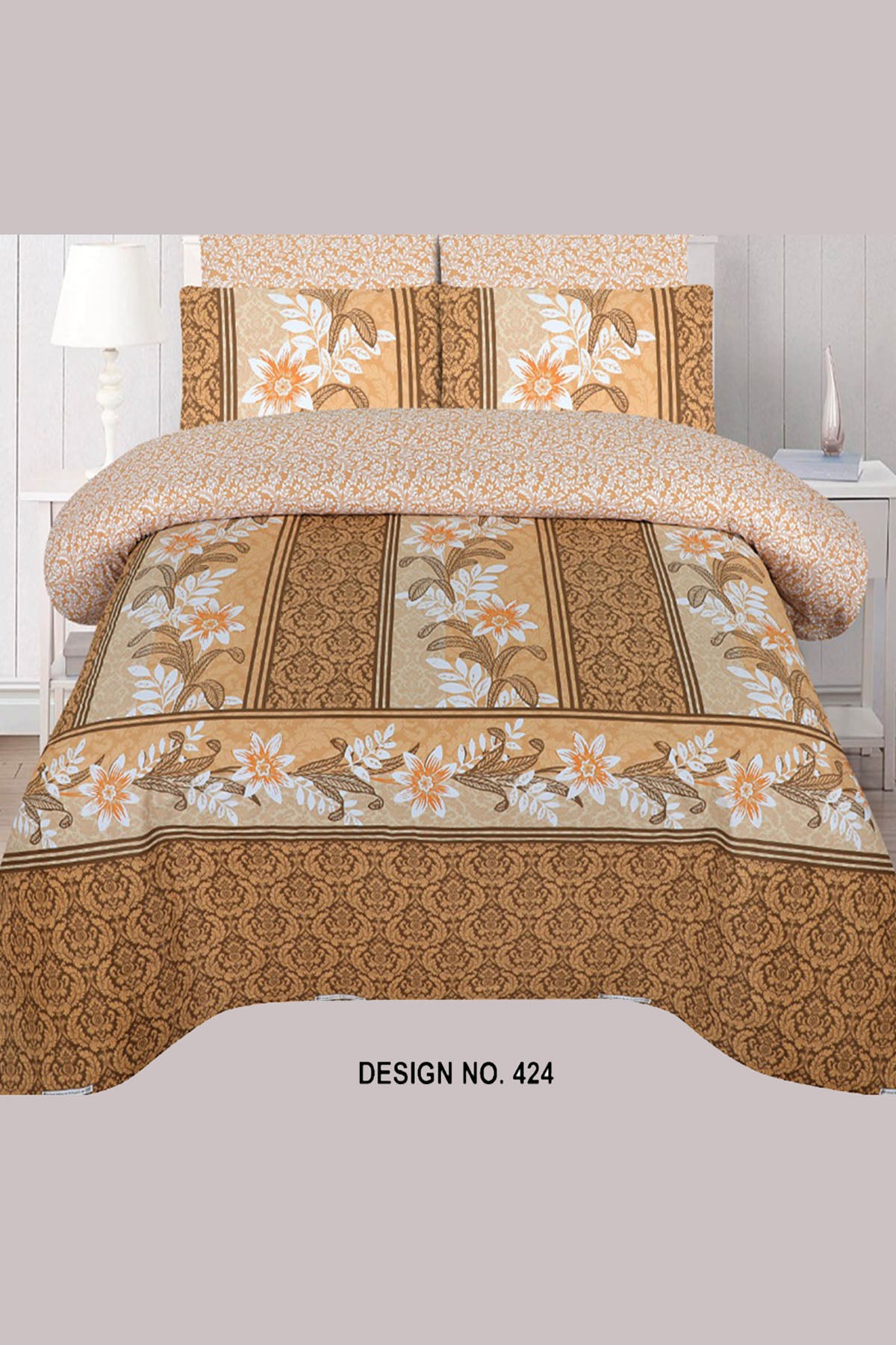 Soft Cotton 3Pc Printed Double Bed Sheet D-424 Skin