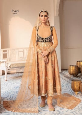 Akbar Aslam Embroidered Net Suits Unstitched 3Piece D-1445 Evari