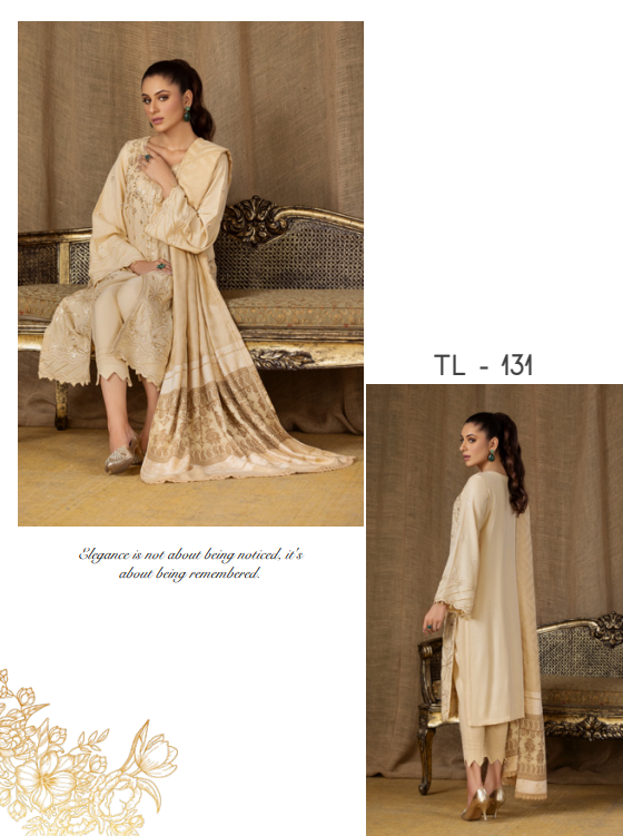 Tehzeeb By Riaz Arts Embroiderd Leather Peach Unstitched 3pc Suit TL-131