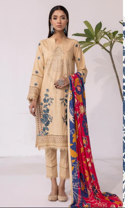 زیب النساء By Khubsoorat Embroidered Khaddar Unstitched 3pc suits Z-14