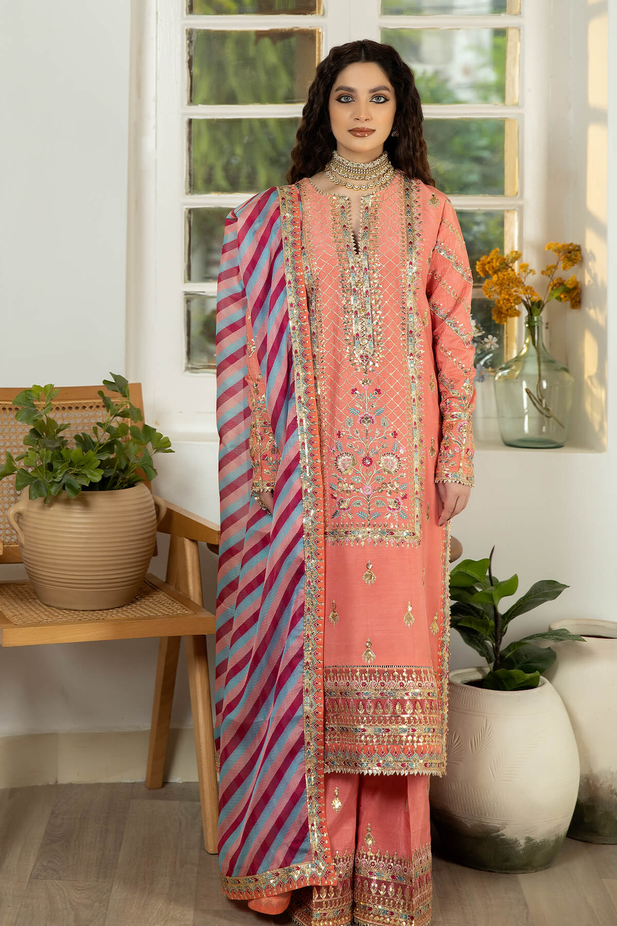 Jahaan Ara By Serene Premium Embroidered Raw Silk Suits Unstitched 3 Piece SRS-01 Mahjabeen