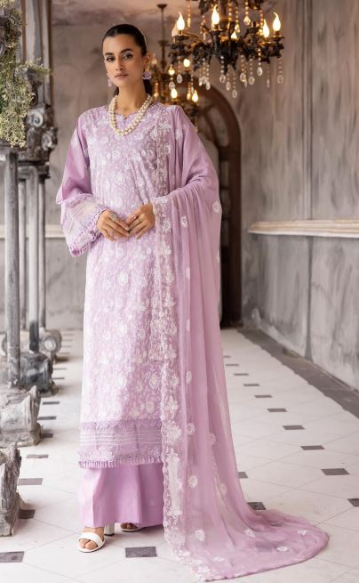 Meharma By Khoobsurat Lawn Embroidered Suit M-01 Lilac