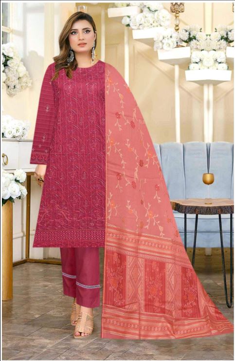 Dahlia Lawn Embroidered Suit 01