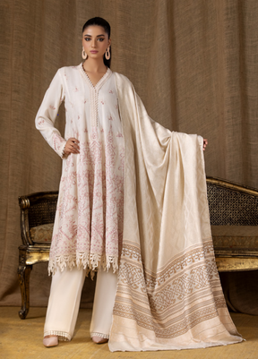 Tehzeeb By Riaz Arts Embroiderd Leather Peach Unstitched 3pc Suit TL-131