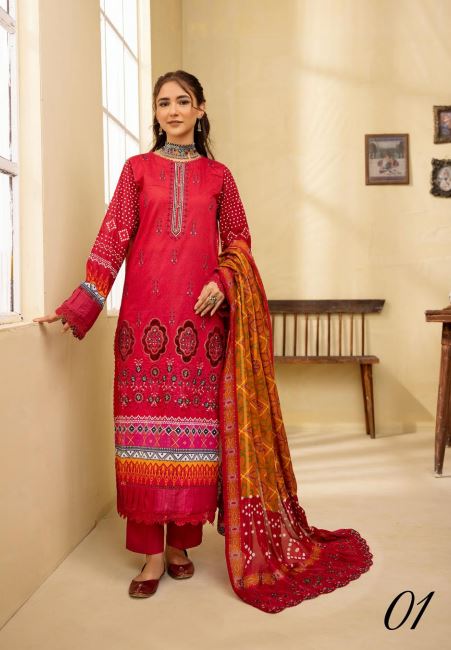 Ghazal By Mahees Lawn Embroidered Suit ML-01 Shocking