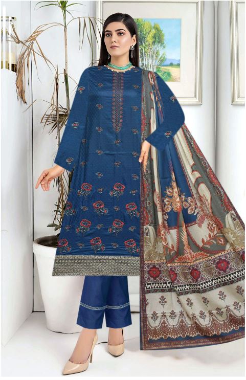 Rang E Bahar By Fine Arts Lawn Embroidered Suit D-02 Navy