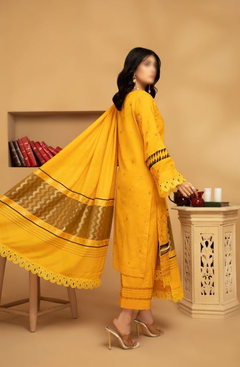 Chloe By Fantak Lawn Embroidered Suit 02 Mustard