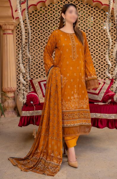 Jasmine Vol-09 By Fantak Lawn Embroidered Suit 02 D-Rust