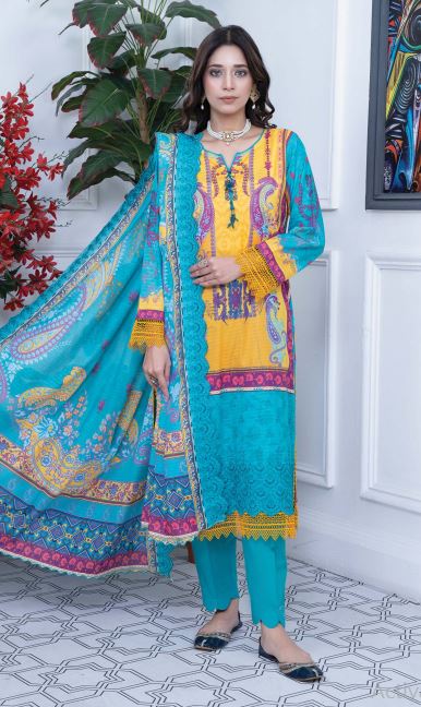 Mashaal By Riaz Arts Lawn Embroidered Suit 02 Multi