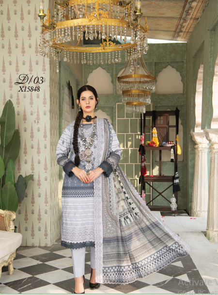 Mashal By Riaz Arts Lawn Embroidered Suit 03