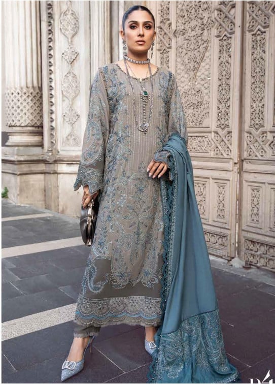 Maria B Embroidered Linen Suits Unstitched 3 Piece D-4