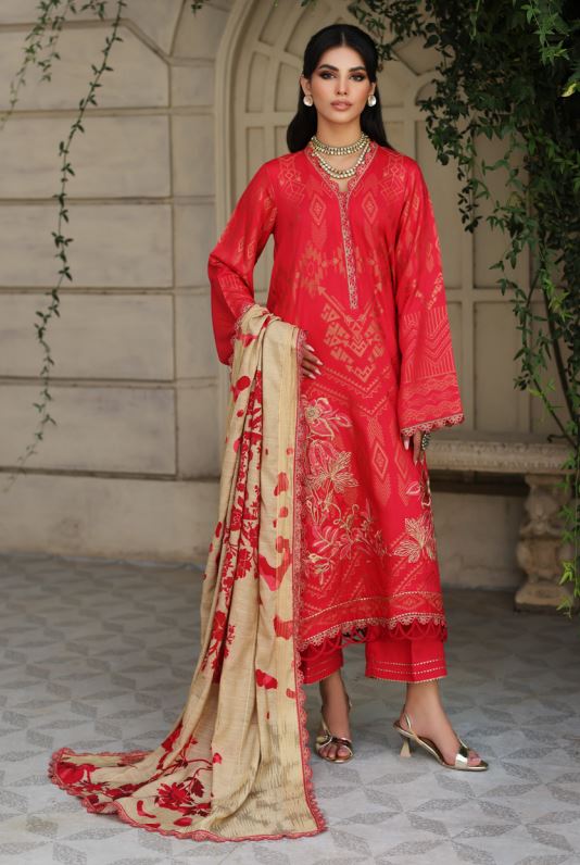Malhaar By Charizma Embroidered Linen Suit CHW-04 Shocking