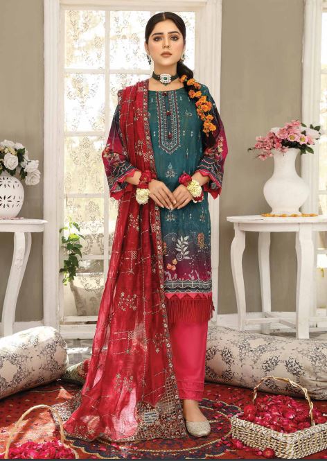 Mirha By JB Luxury Embroidered Unstitched 3Pc Suit Zink ART-04