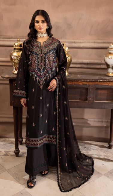 Husn E Jahan By Khoobsurat Lawn Embroidered Suit HJ-04 Black