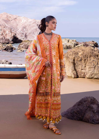 Calla Lily By Akbar Aslam Lawn Embroidered Suit 107 Rust