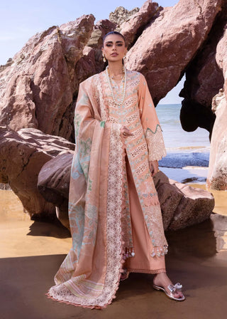 Sweet Pea By Akbar Aslam Lawn Embroidered Suit 108 Peach