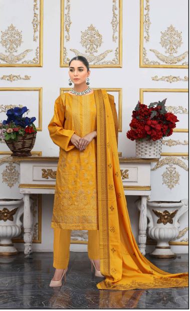 Ghulaab By Mirha Naz Lawn Embroidered Suit ART-05 Mustard