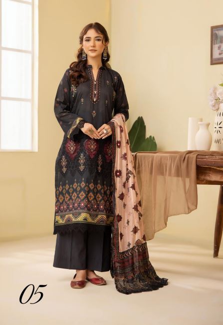 Ghazal By Mahees Lawn Embroidered Suit ML-05 Black