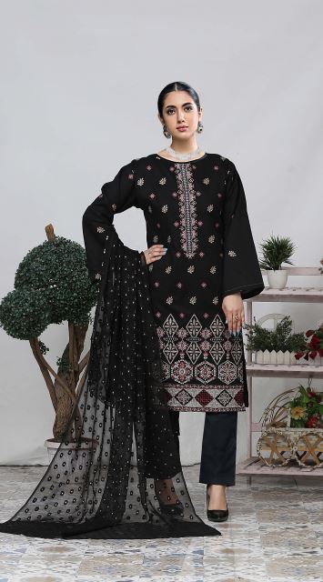 Khoobsurat By Mirha Naz Lawm Embroidered Suit 06 Black