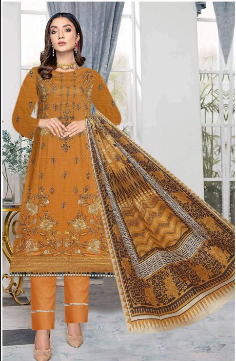 Rang E Bahar By Fine Arts Lawn Embroidered Suit D-06 Mustard