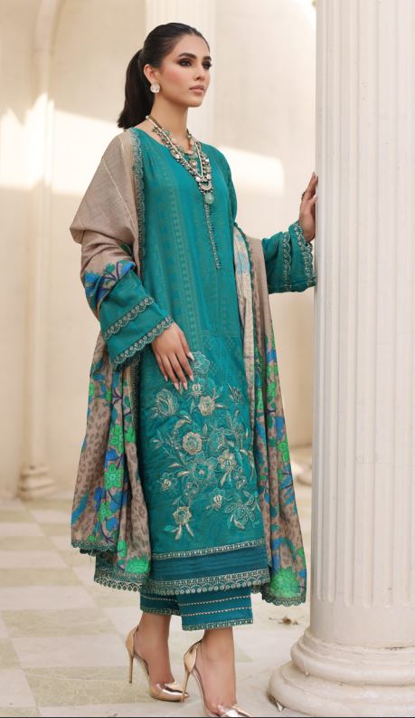 Malhaar By Charizma Embroidered Linen Suit CHW-06 Zink