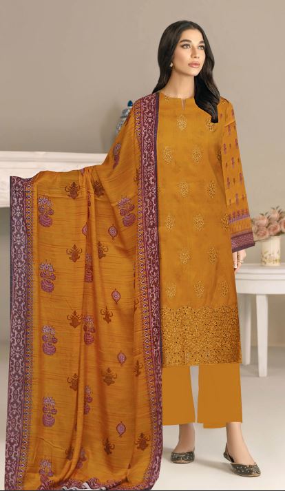 Excellent By Mirha Naz Lawm Embroidered Suit 06 Mustard