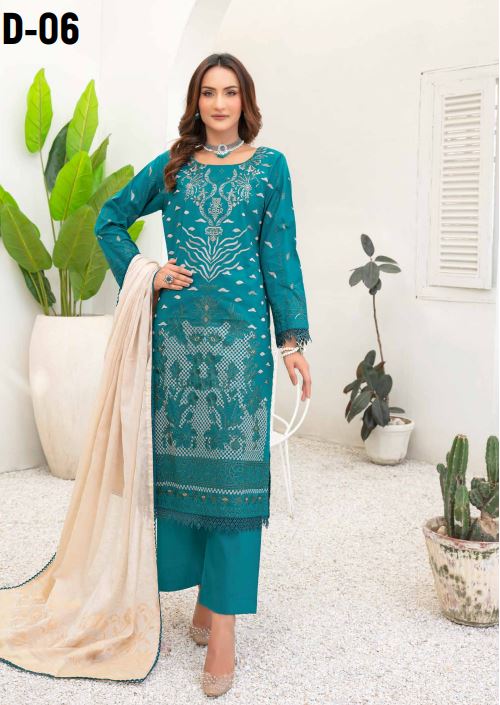 Tabeer By Riaz Arts Lawn Embroidered Suit D-06 Zink