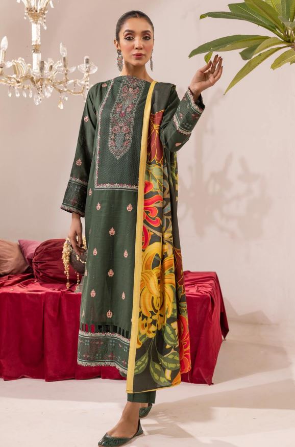 زیب النساء By Khubsoorat Embroidered Khaddar Unstitched 3pc suits Z-06