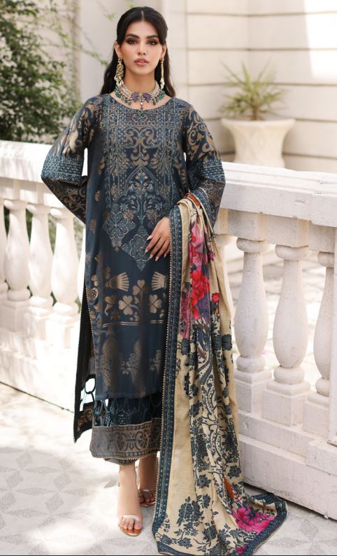 Malhaar By Charizma Embroidered Linen Suit CHW-07 D-Zink