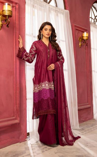 Mahees By Riaz Arts Lawn Embroidered Suit 07 D-Purple