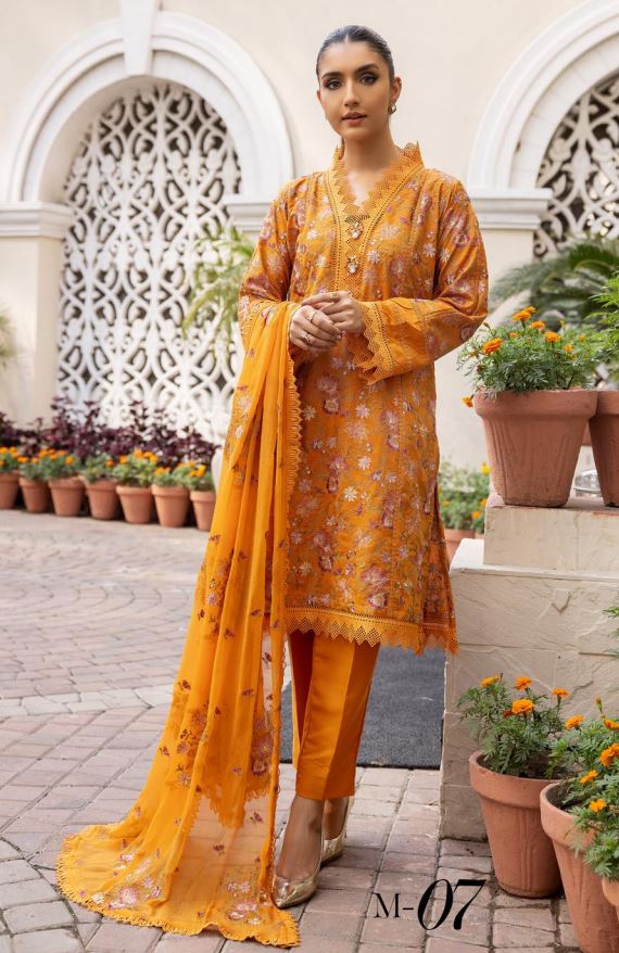 Mehak Embroidered Karandi Unstitched 3pc Suit M-07