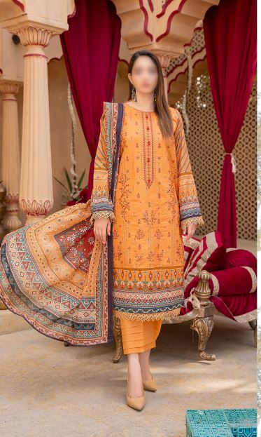 Jasmine Vol-09 By Fantak Lawn Embroidered Suit 07 Rust