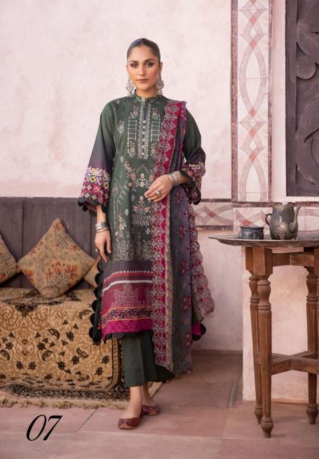Hannah By Mahees Lawn Embroidered Suit ML-07 Green