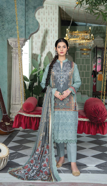 Mashal By Riaz Arts Lawn Embroidered Suit 08