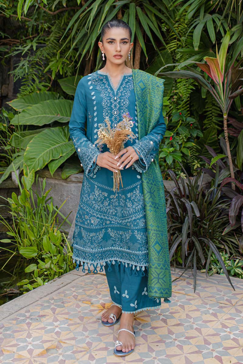 Qline By Qalamkar Embroidered Linen Suits Unstitched 3 Piece WL-08 SOLENE