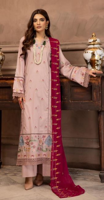 Husn E Jahan By Khoobsurat Lawn Embroidered Suit HJ-08 L-Pink