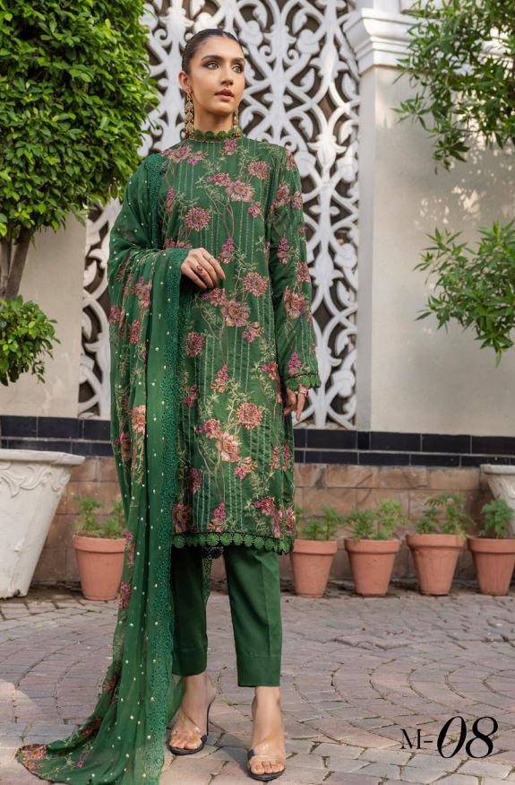 Mehak Embroidered Karandi Unstitched 3pc Suit M-08