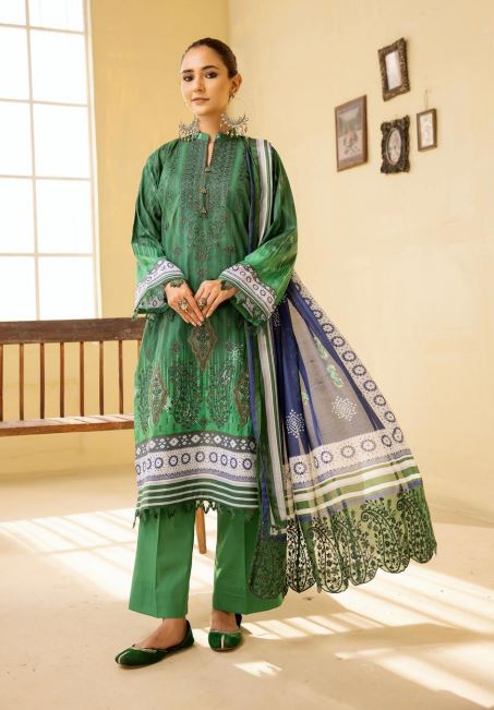 Ghazal By Mahees Lawn Embroidered Suit ML-08 D-Green