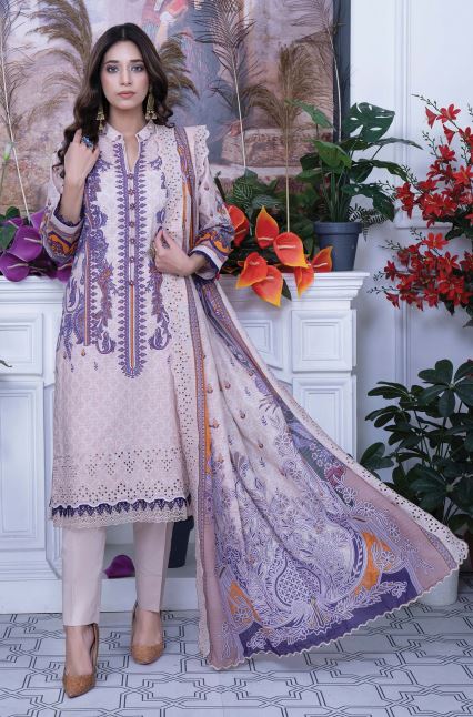 Mashaal By Riaz Arts Lawn Embroidered Suit 08 L-Skin
