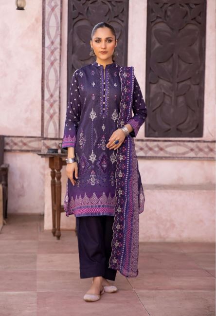 Hannah By Mahees Lawn Embroidered Suit ML-08 D-Purple