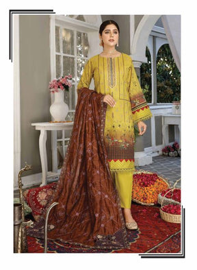Mirha By JB Luxury Embroidered Unstitched 3Pc Suit L-Mehndi ART-09
