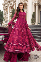 Maria B Embroidered Chiffon Suits Unstitched 4 Piece MPC-23-107 Magenta Pink
