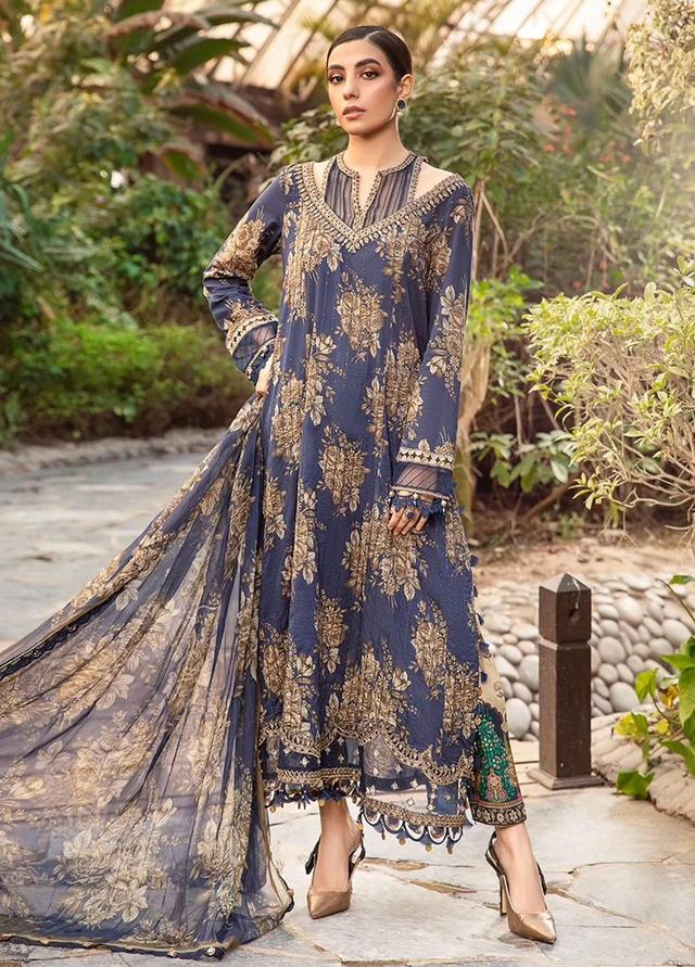 MPrints by Maria B Embroidered Lawn Suits Unstitched 3 Piece MB24P 10B