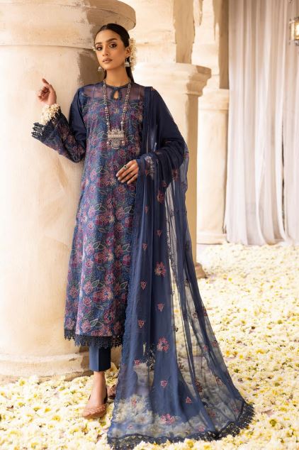 Milan Rut By Khoobsurat Lawn Embroidered Suit MR-10 Navy